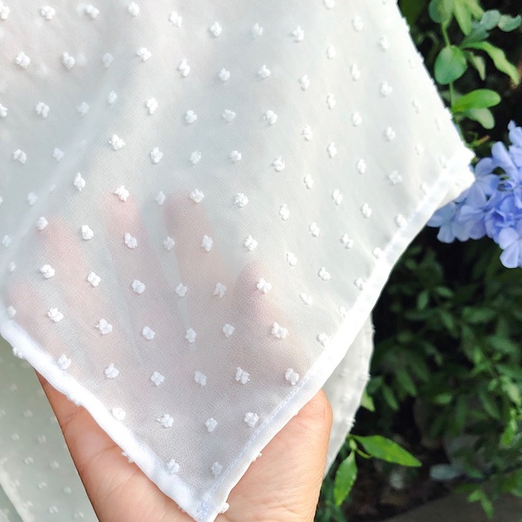 Vintage Accessories - White Dotted Swiss Chiffon Bandana Scarf